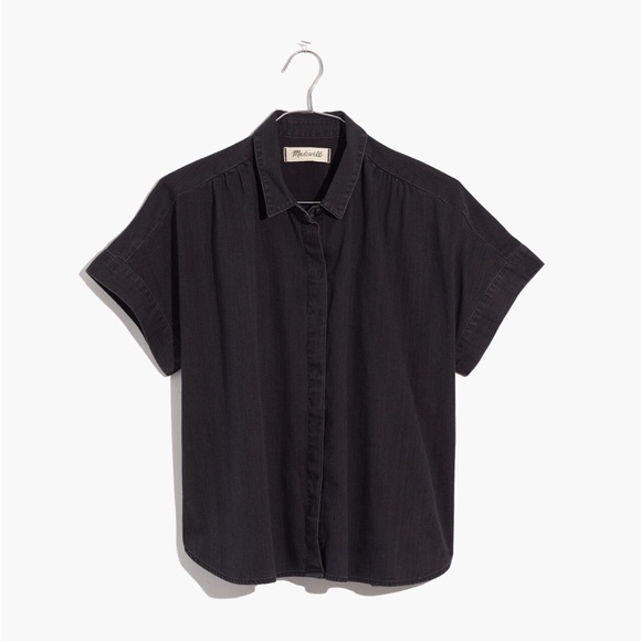 Madewell Shirt Womens Size Small Black Denim Hilltop Lunar Wash Button Down - Picture 3 of 12